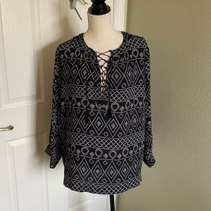 Madewell Black & White Printed Blouse